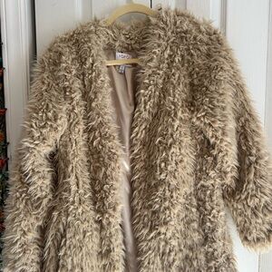 Tan Faux Fur Puffer Coat
